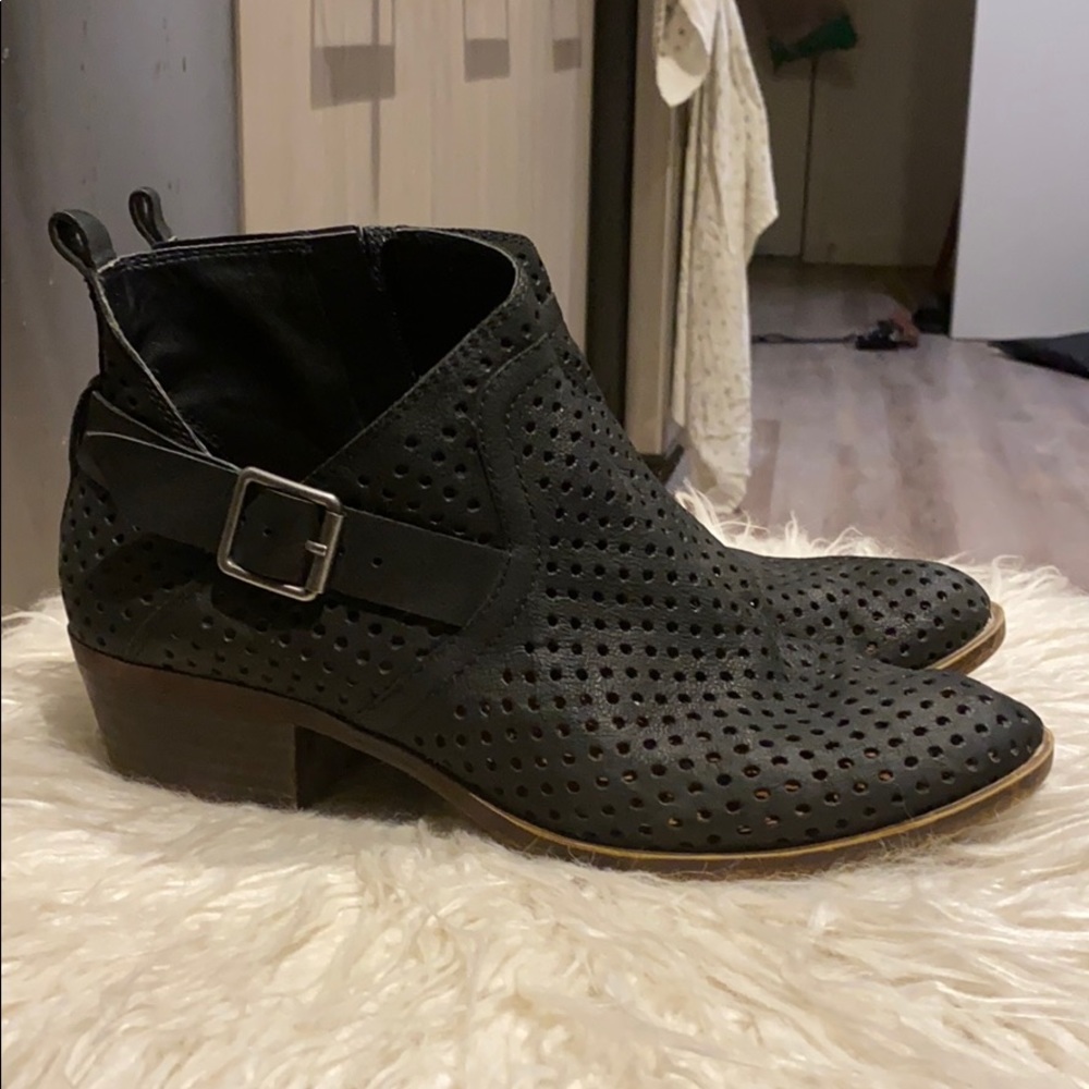 Perforated Leather Ankle Boot